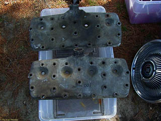 1937 Ford flathead cylinder heads with center outlet for radiator hose