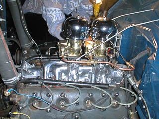 21 stud Ford flathead V8 with dual carburetorss installed