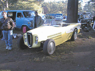 Roadster body with Edsel grille painted yellow and white
