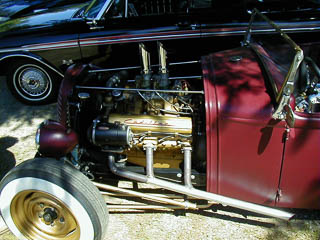 Model-A roadster with Cadillac V8 engine and blanket interior